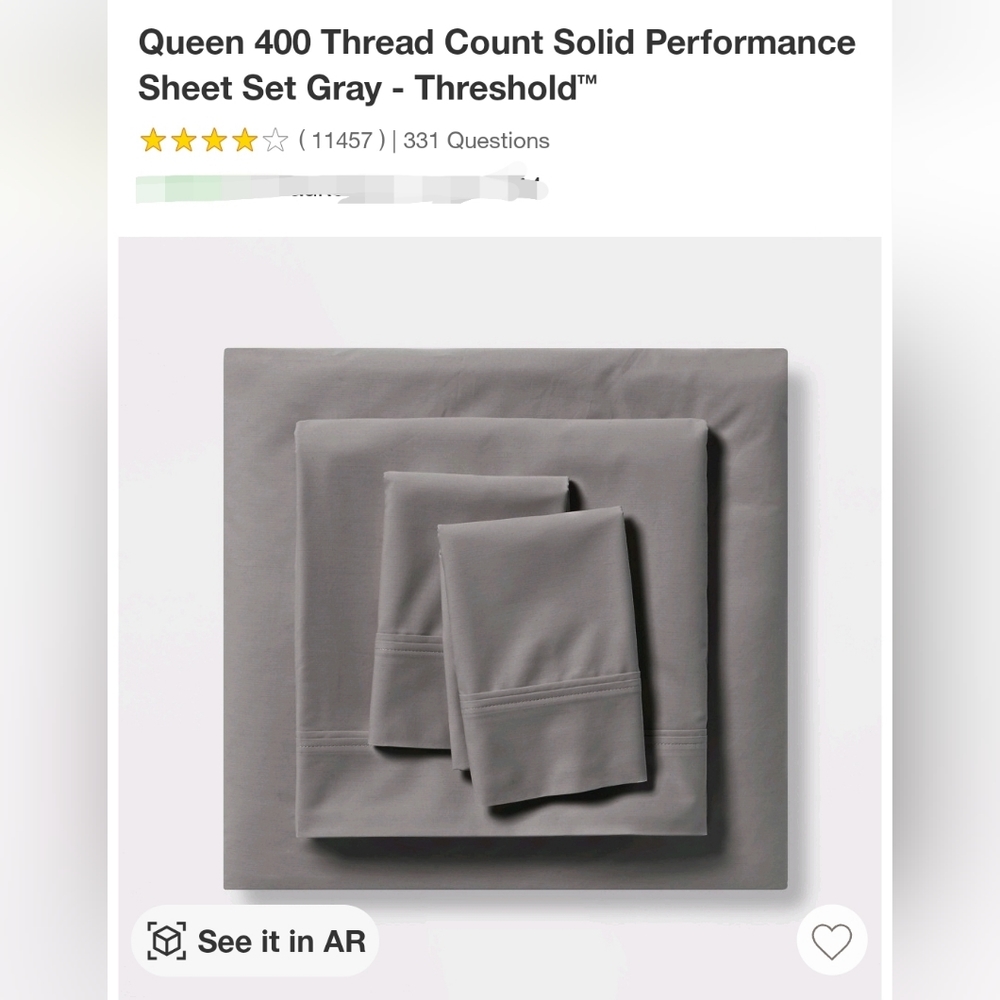 queen solid performance Sheet Set gray
